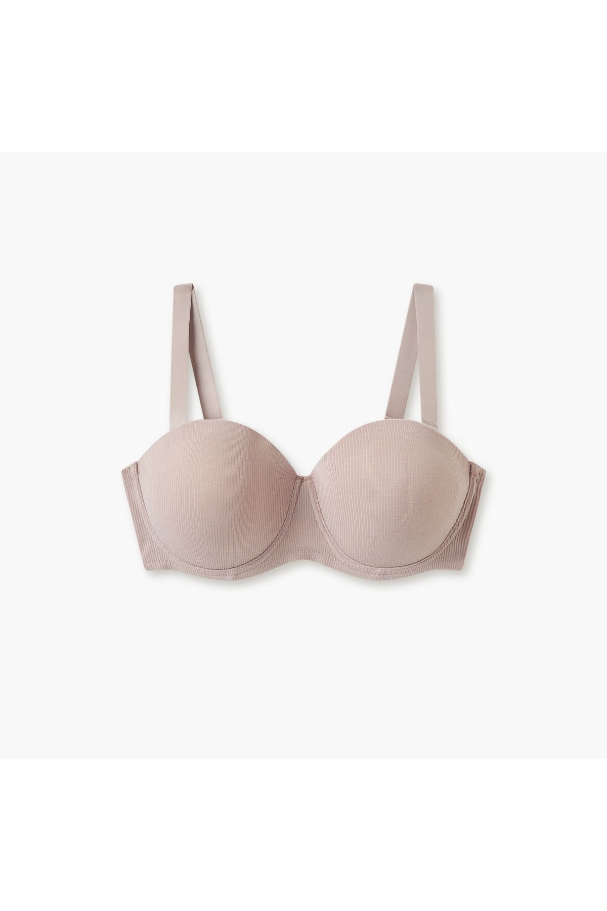 FAV-Ribbed Balconette Bra with Hook and Eye Closure 1