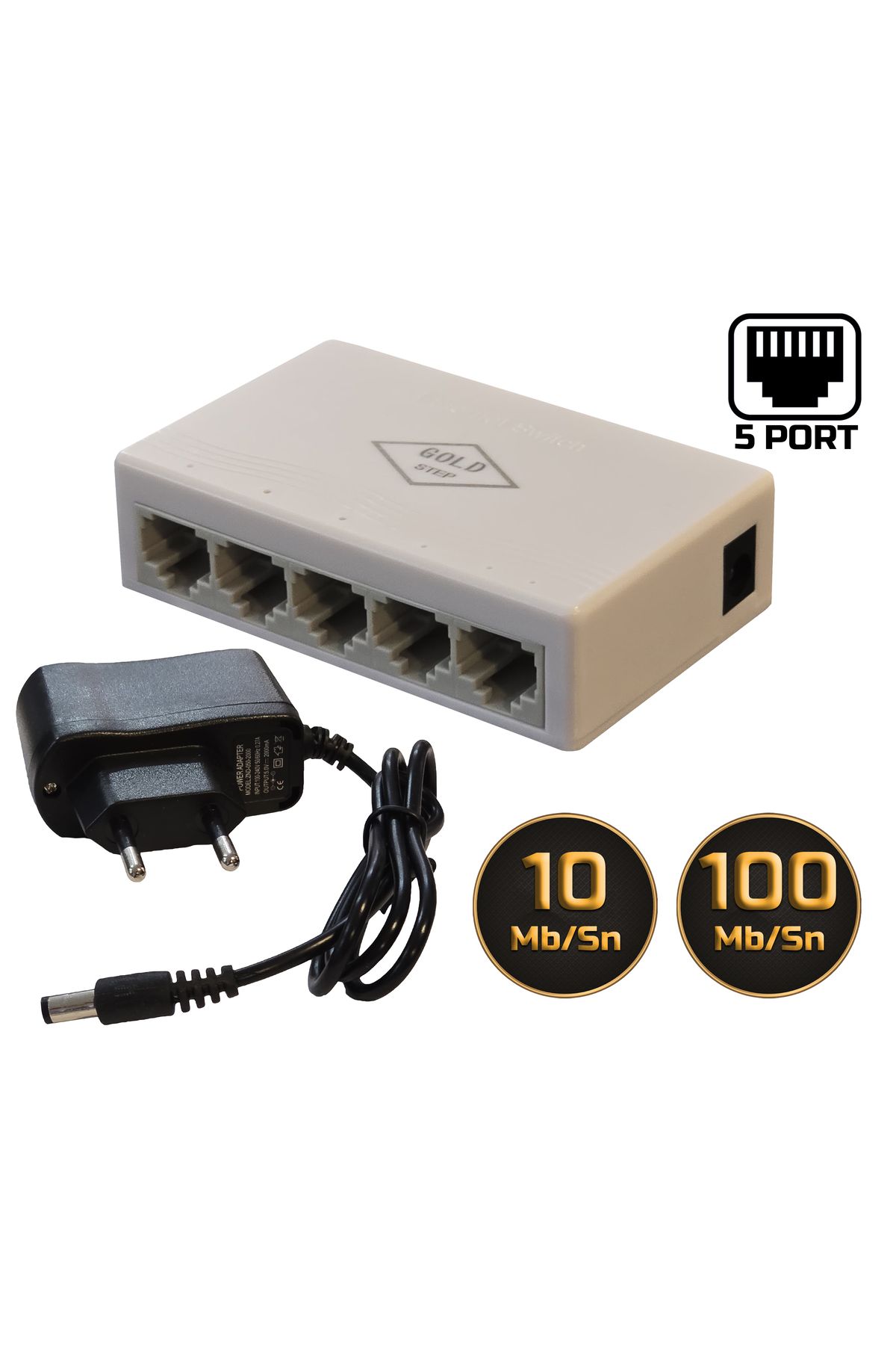 Gold Step 5 Port Ethernet Switch 10/100 Mb/Sn Yönetilemez