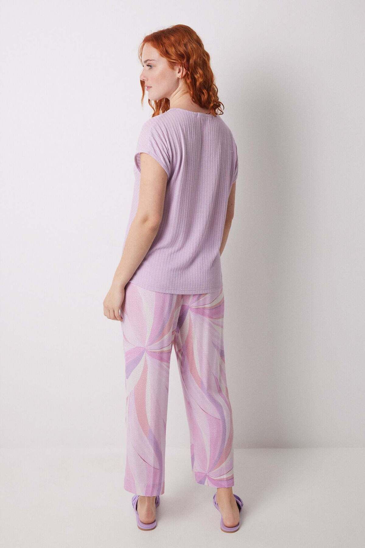 Women'secret-Lilac geometric print Capri pajamas 2