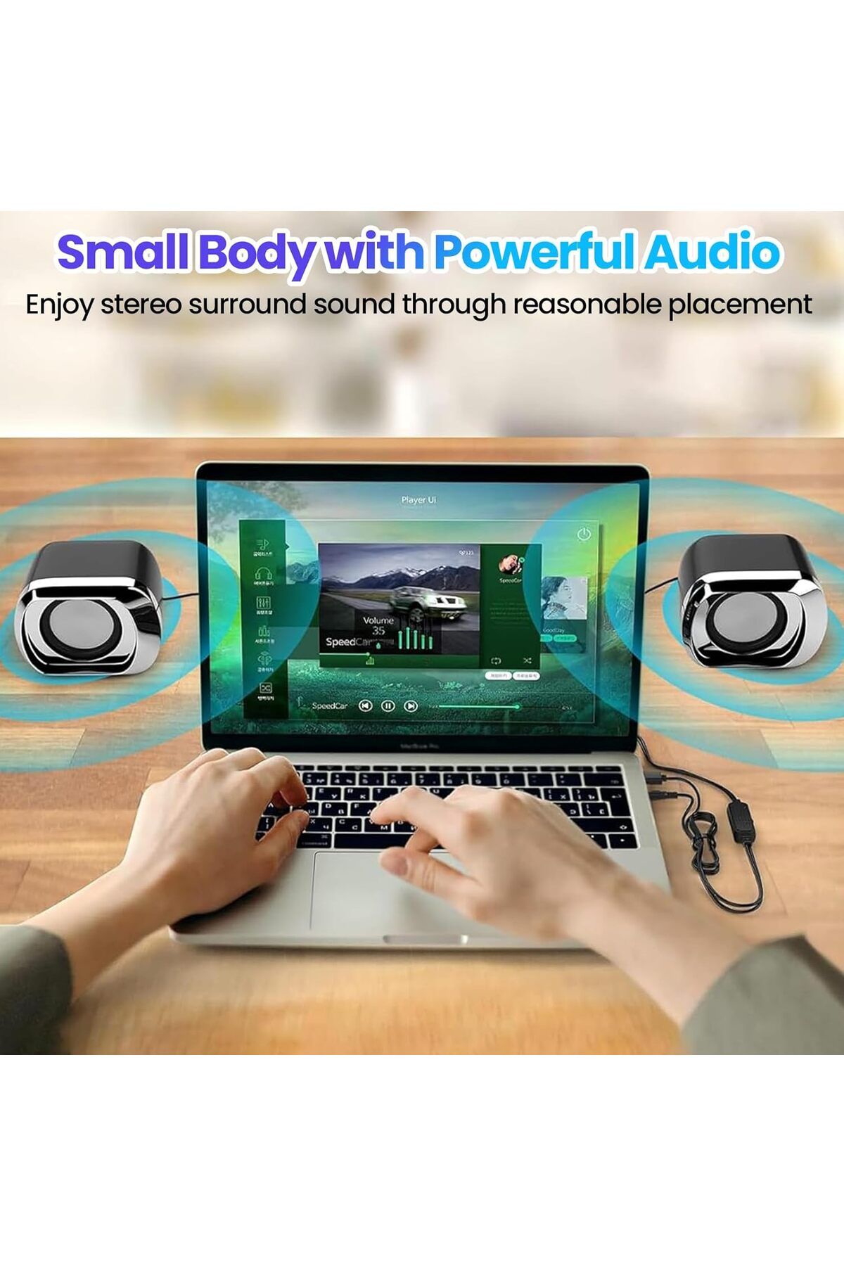 COOYA-Computer Speaker, Volume Control and 3.5 Mm Audio Plug, USB-Powered Desktop Speaker Suitable 5