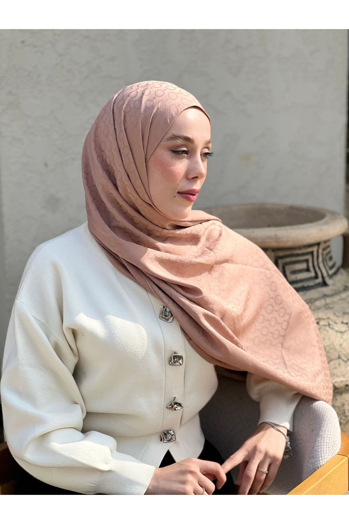 Modakaşmir-Silky Jacquard Series Hale Pattern Shawl 2