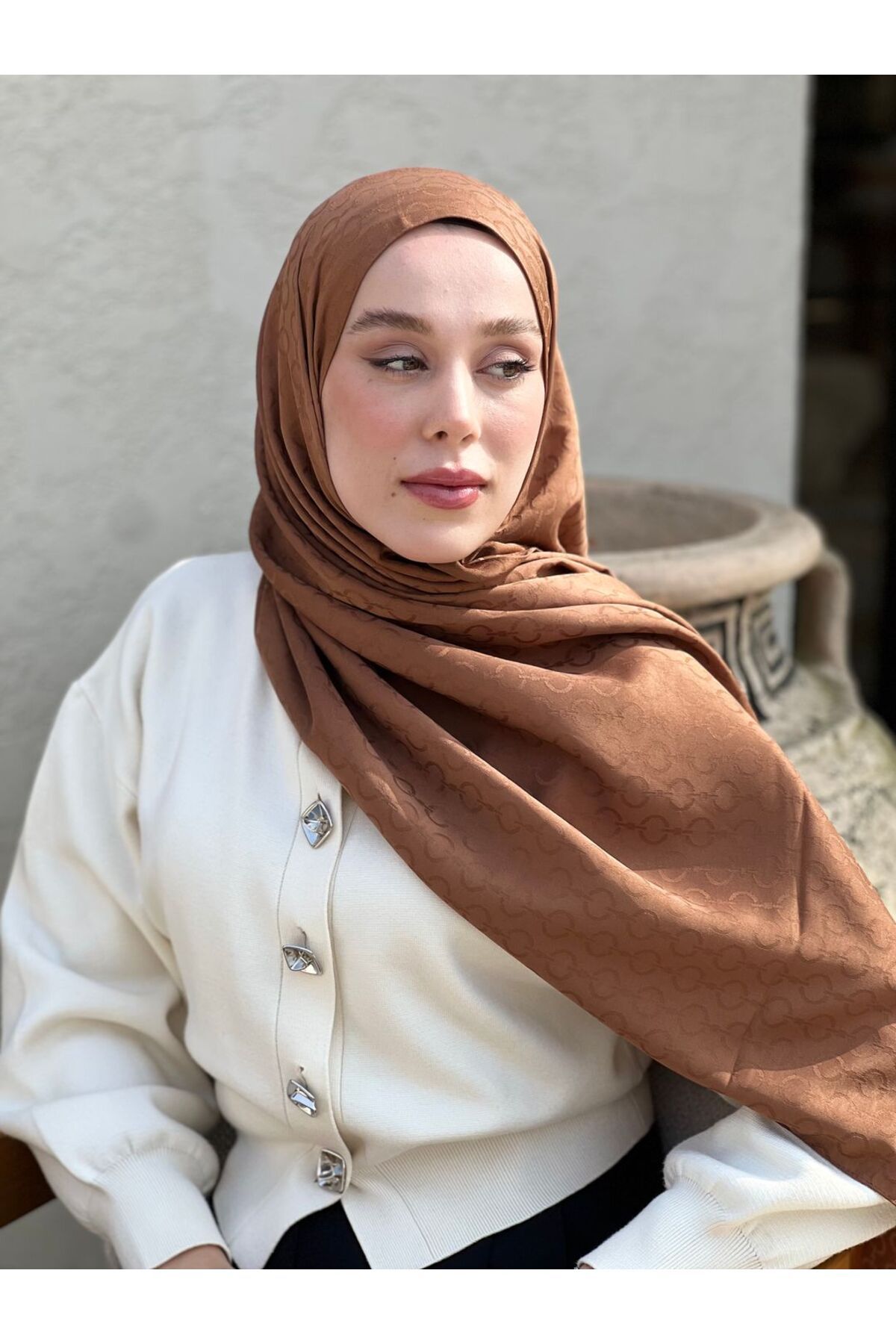 Modakaşmir-Silky Jacquard Series Hale Pattern Shawl 3