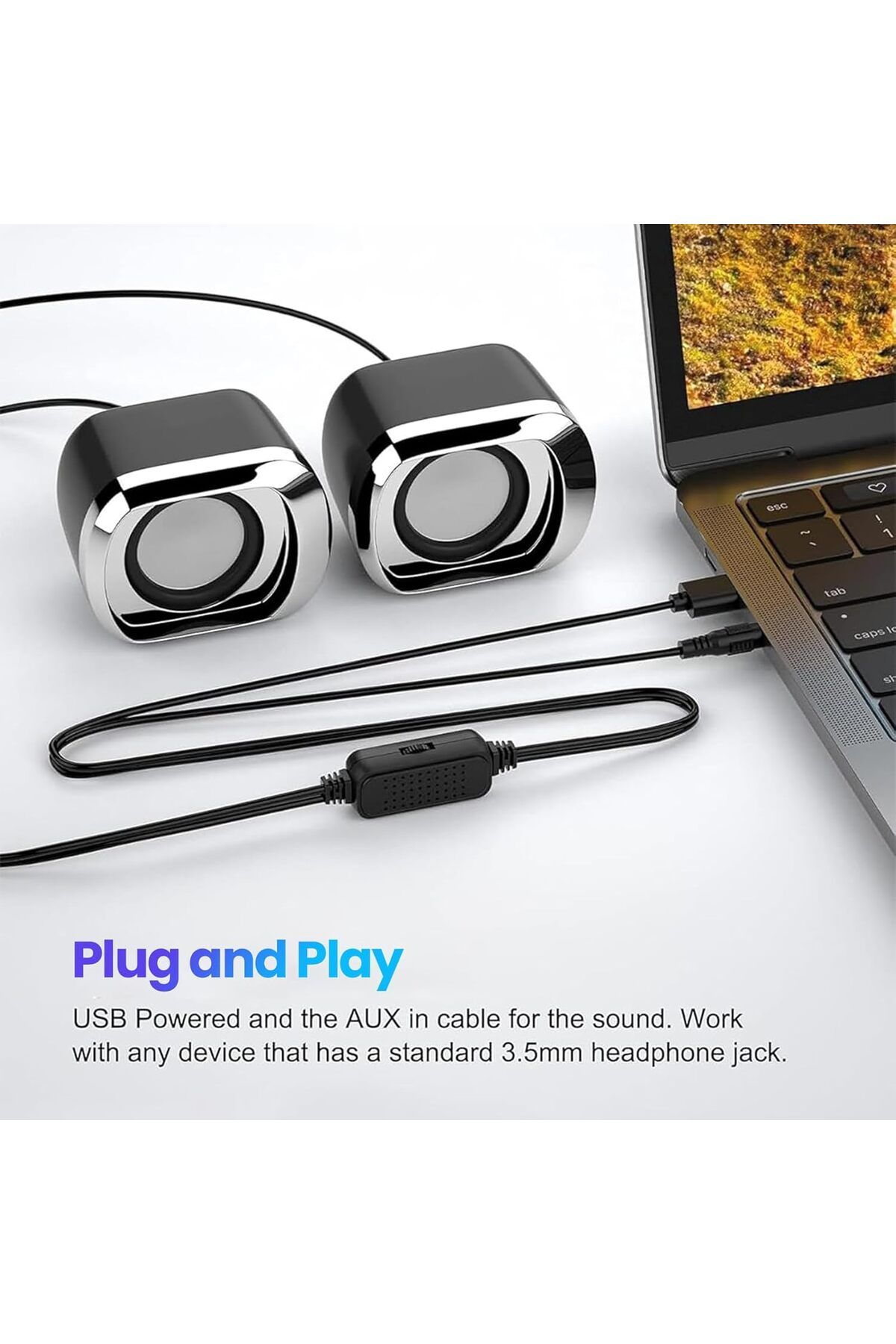COOYA-Computer Speaker, Volume Control and 3.5 Mm Audio Plug, USB-Powered Desktop Speaker Suitable 3