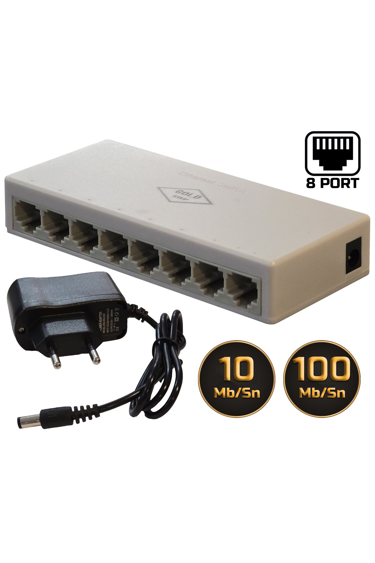 Gold Step 8 Port Ethernet Switch 10/100 Mb/Sn Yönetilemez