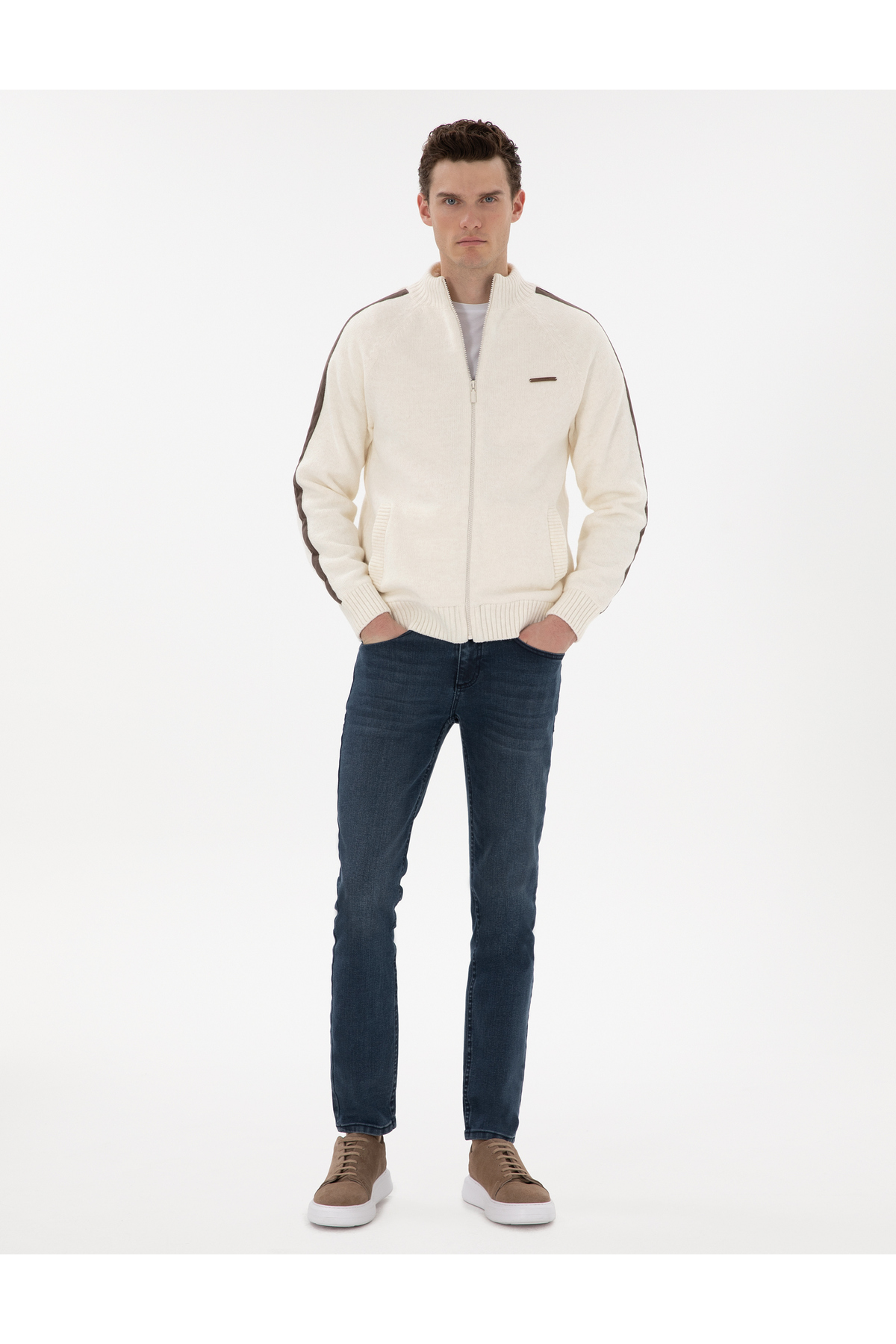 Pierre Cardin Ekru Comfort Fit Yün Karışımlı Triko Hırka 50293935-VR019 görsel 4