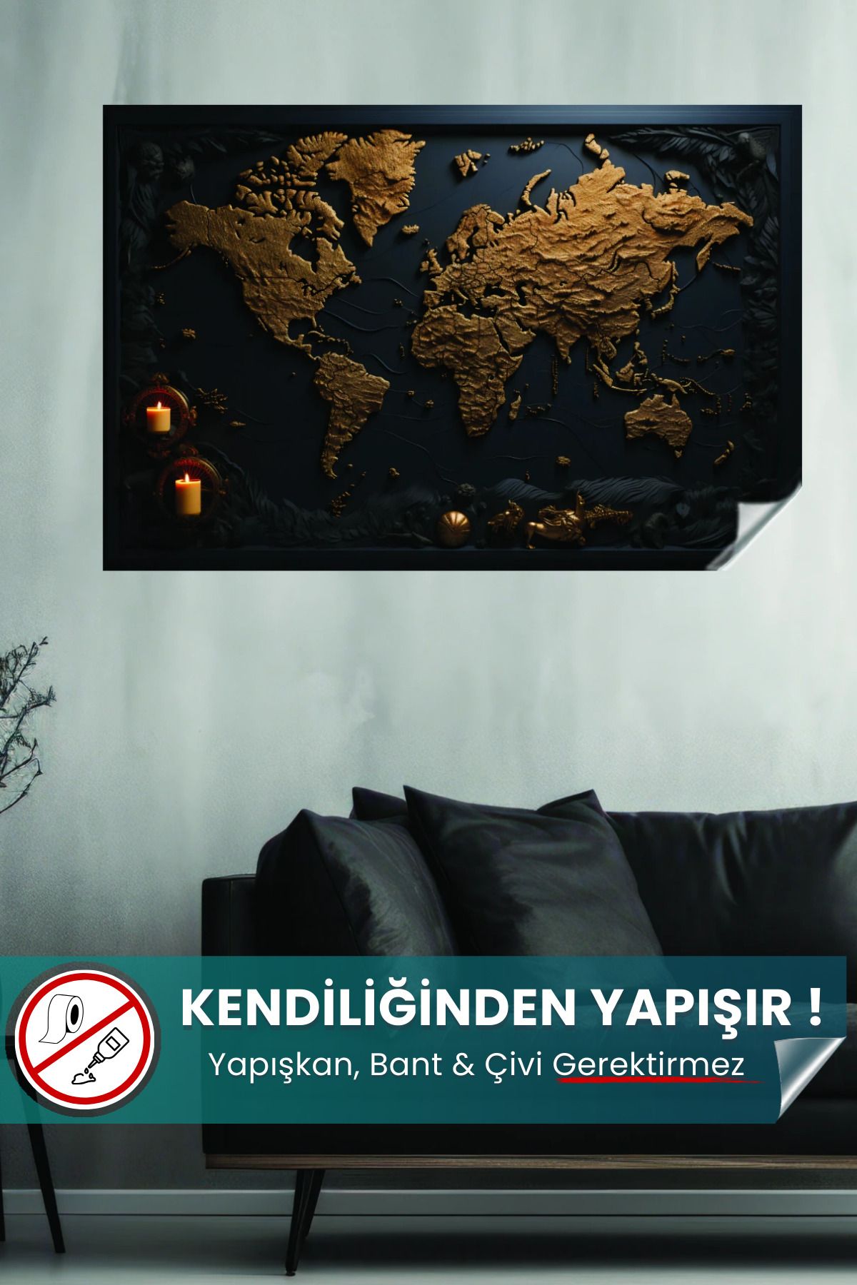 Pi Papers-3D View World Map,Magic Paper,Static Practical Smart Paper Map with Non-Adhesive Holding 1