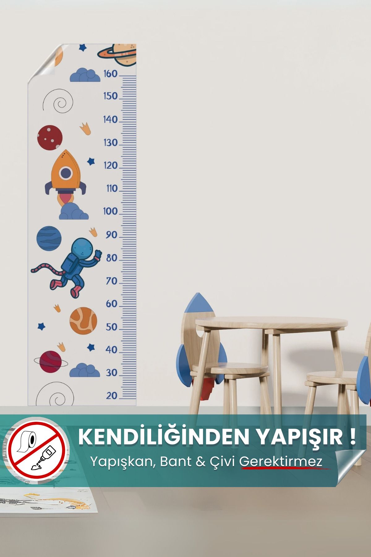 Pi Papers-Rocket and Space Themed Height Meter, Non-Marking Paper and Wall Sticker 1