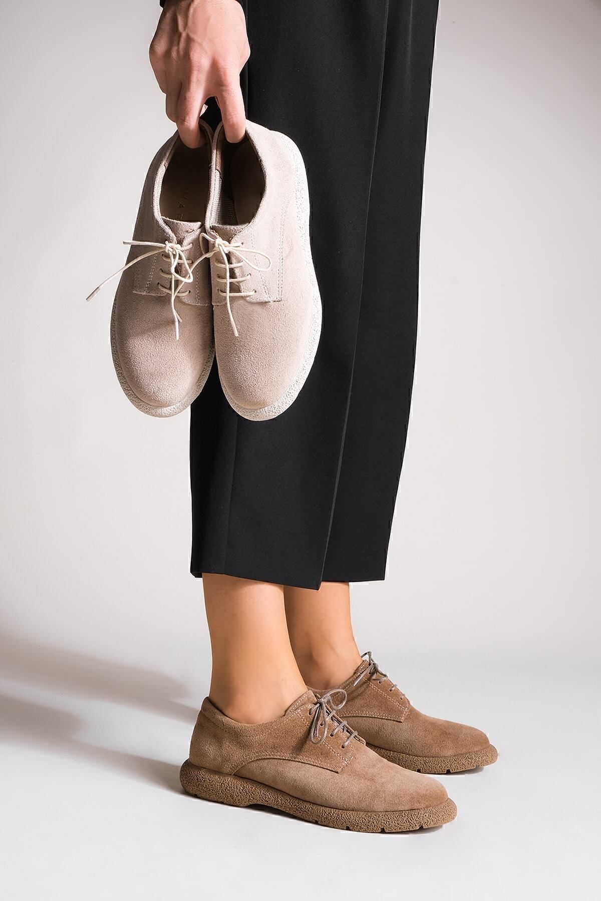 Marjin-Damen-Oxford-Schuhe aus echtem Leder, Schnür-Freizeitschuhe, Allen-Wildleder 5