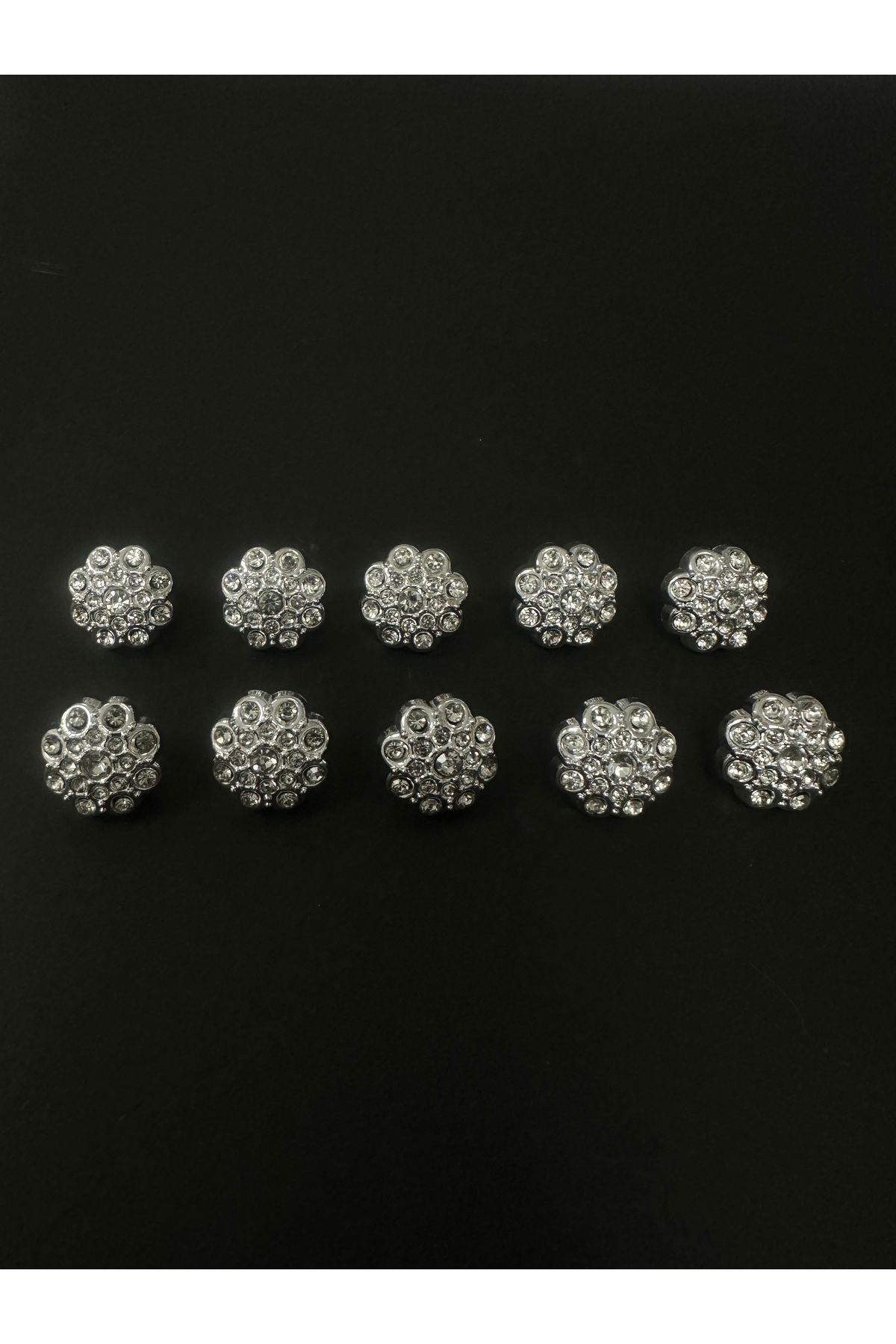 T.T-Polnet Button Silver Stone Metalized Evening Dress Button 10 Pieces. 1