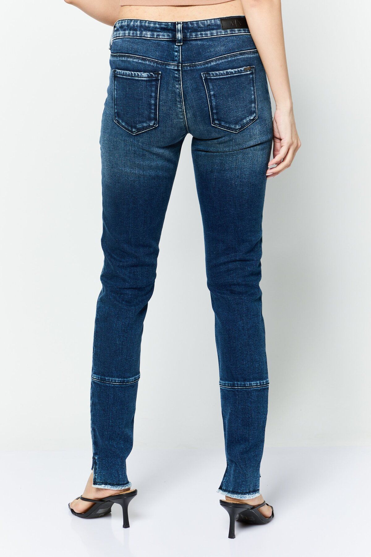 Armani Exchange-Women Skinny Fit Low Rise Straight Leg Stretch Jeans, Navy 4