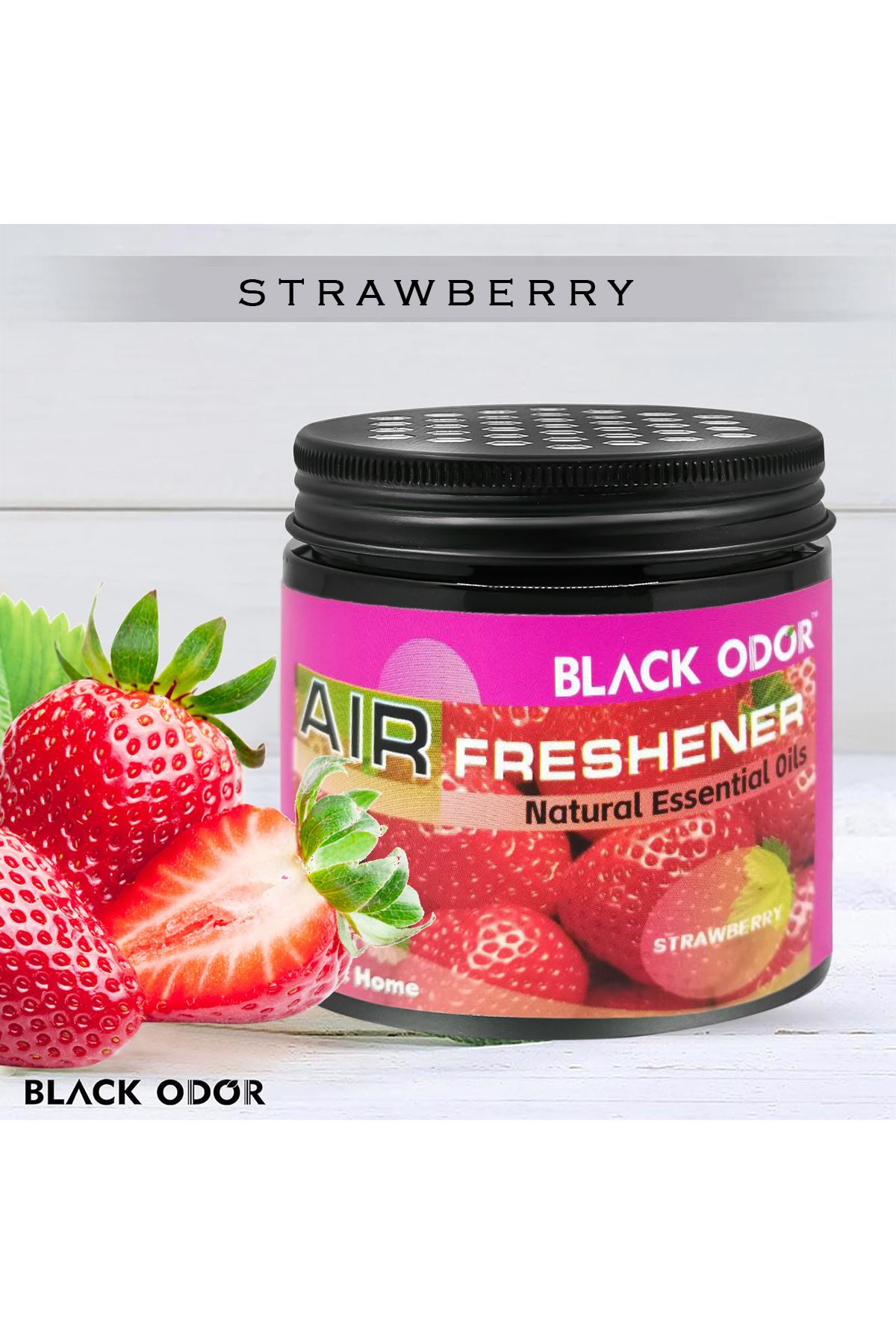 Generic-Black Odor Air Freshener with Natural Essential Oils, 180g - Ideal for Car & Home -Strawberry 5