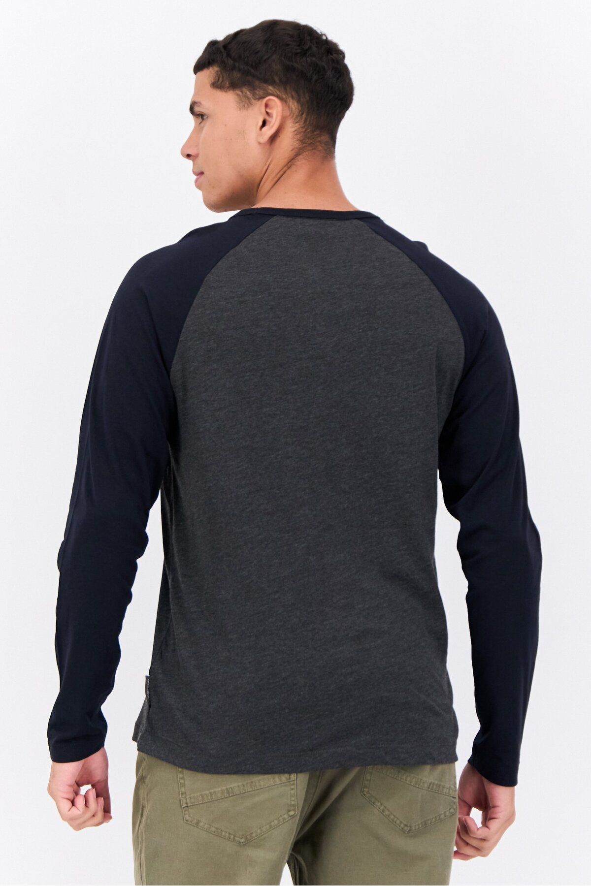 French Connection-Men Crew Neck Long Sleeves Heather T-shirt, Dark Grey 3