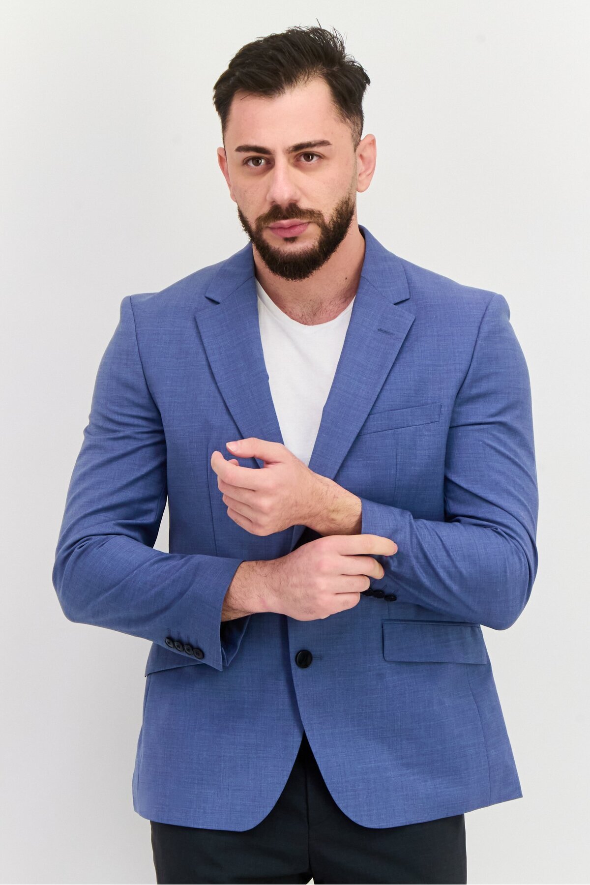 Hugo by Hugo Boss-Men Regular Fit Plain Semi-Formal Blazer, Slate Blue 1