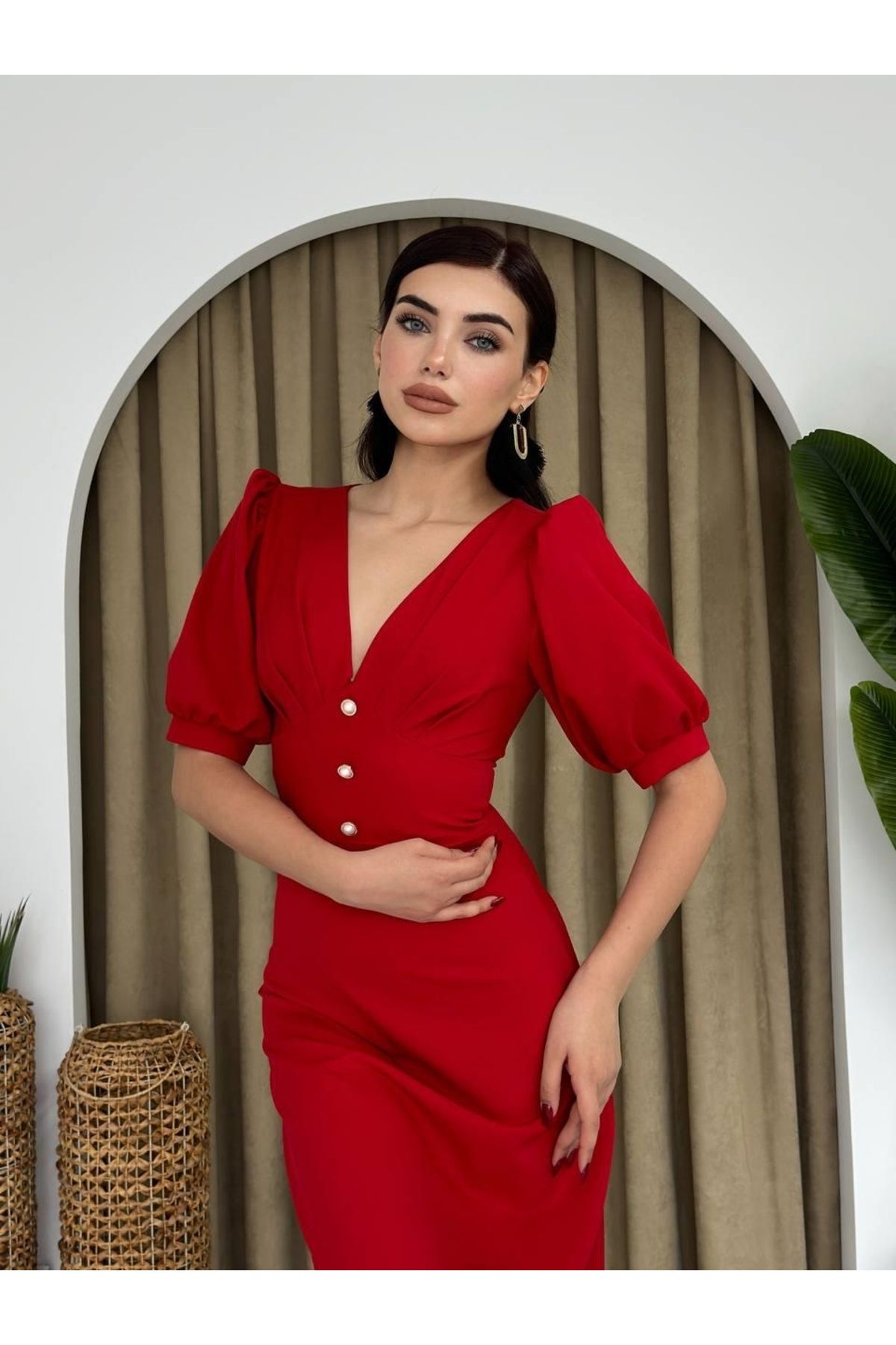 ASFSTORE Linda Midi Elbise