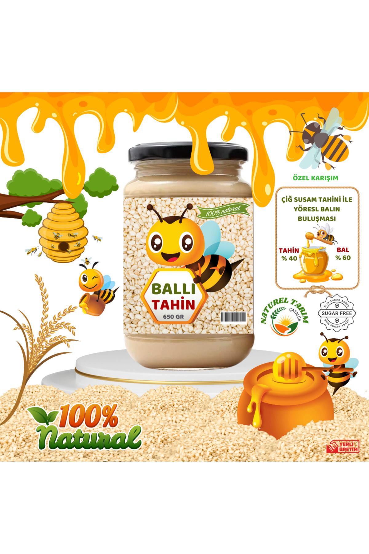 NATUREL BALLI ÇİĞ SUSAM TAHİNİ