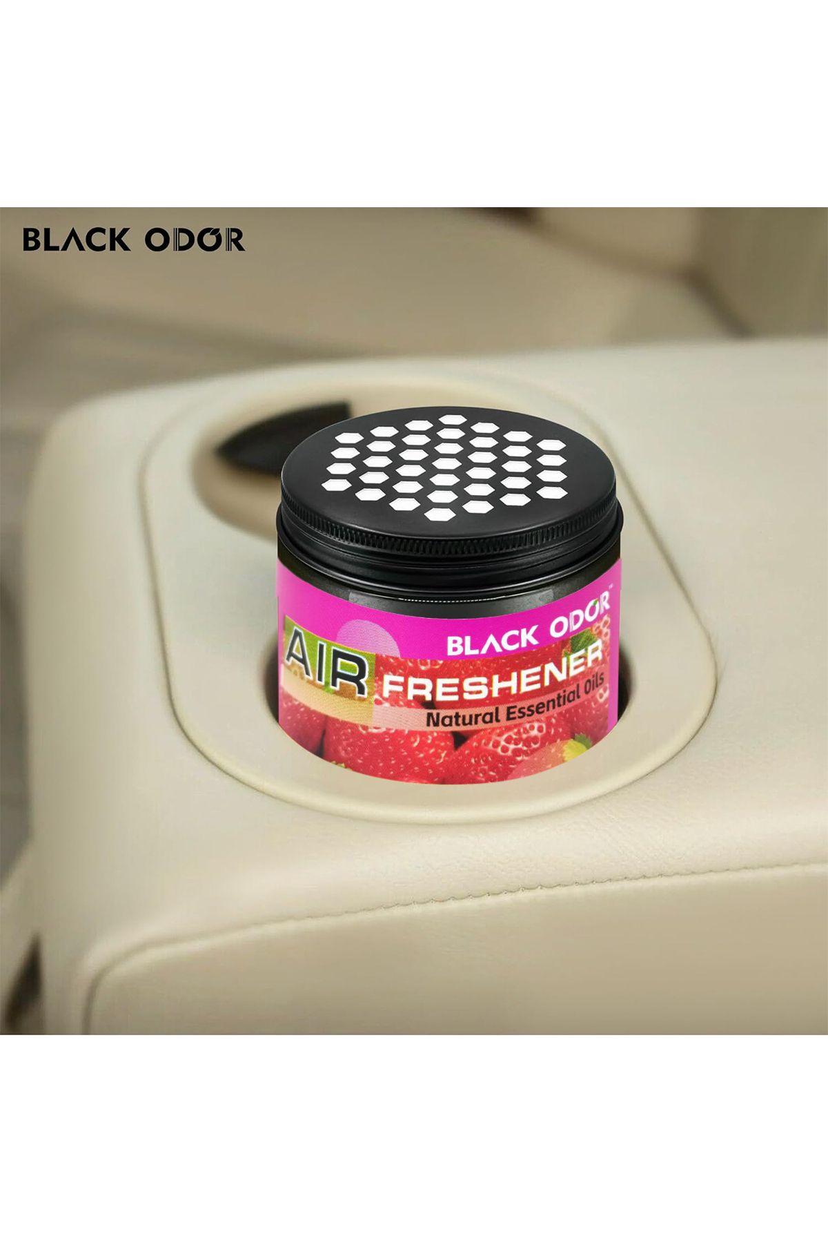 Generic-Black Odor Air Freshener with Natural Essential Oils, 180g - Ideal for Car & Home -Strawberry 3