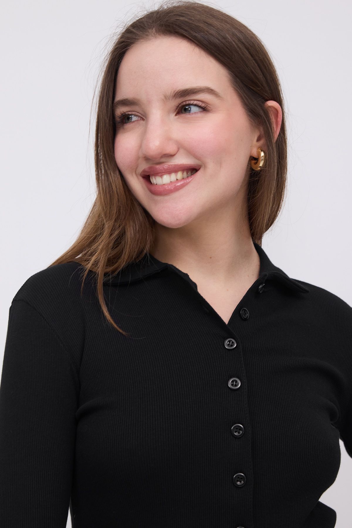 Addax-Cardigan cu nasturi cu gât polo H13869 3