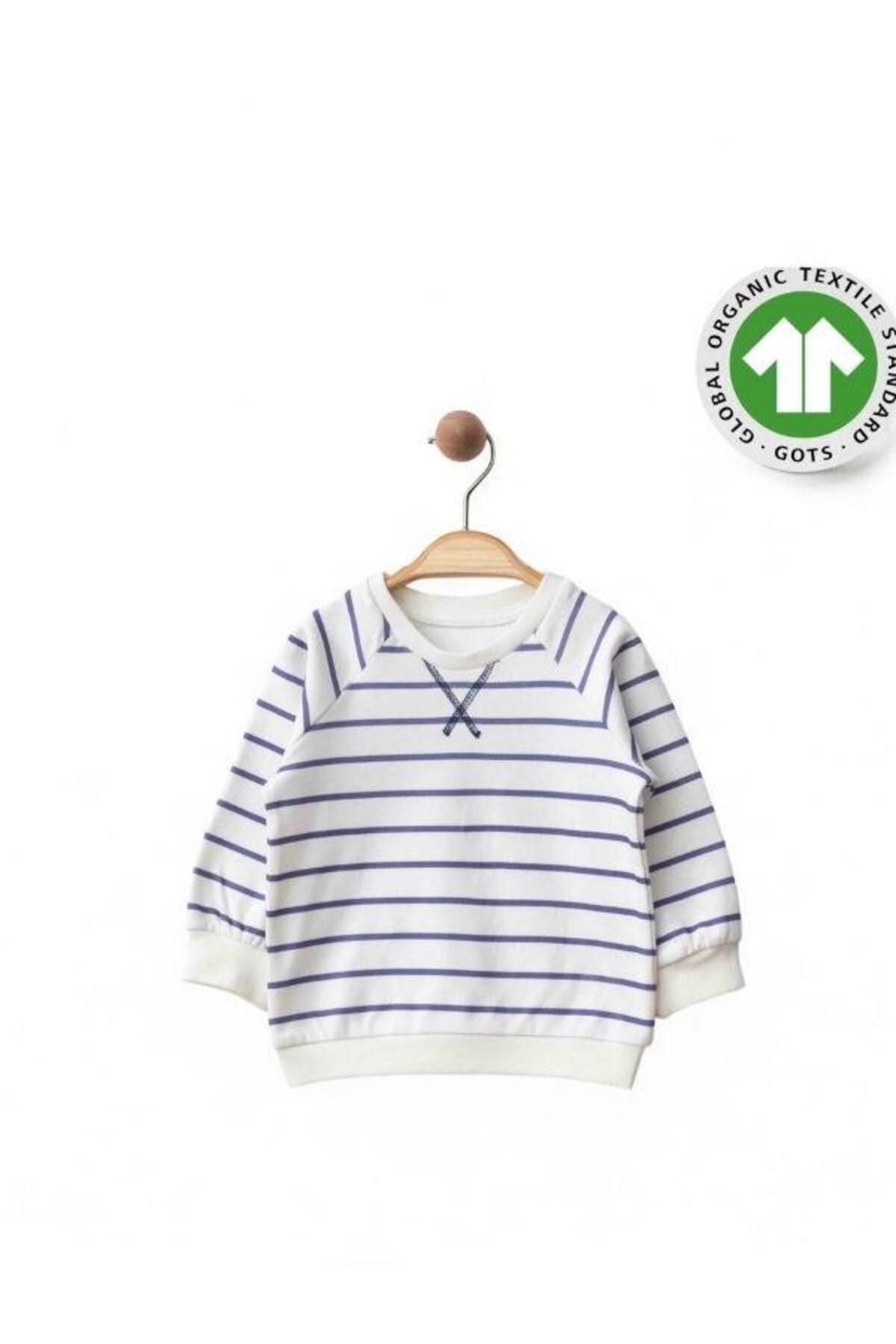 Zekids Erkek Bebek Çizgili Organik Eşofman Takım fotoğrafı 2 (önizleme)