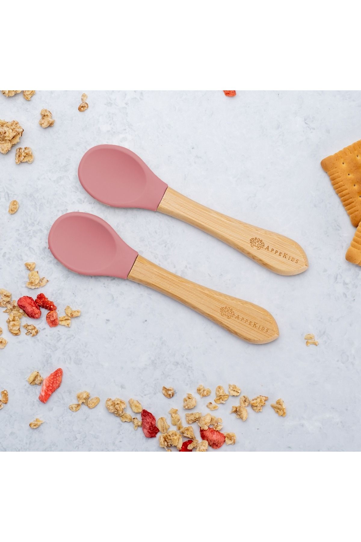 APPEKIDS Set Lingurite Din Bambus, - Old Rose - One Size
