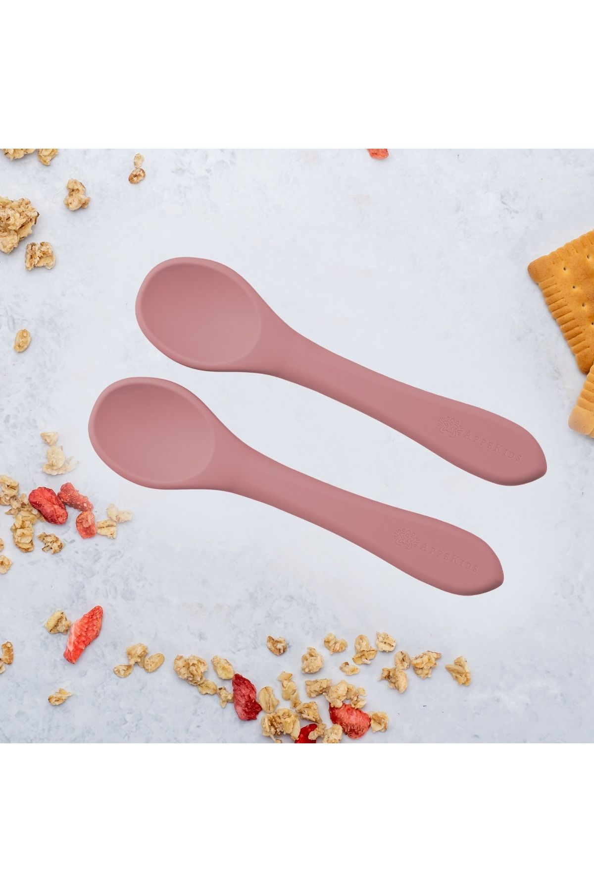 APPEKIDS Set Lingurite Din Silicon, - Old Rose - One Size