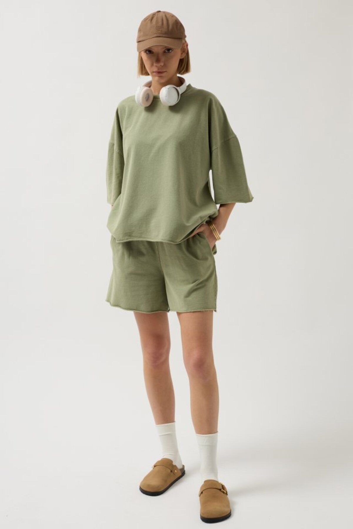 Albayrak Oversize Lazer Kesim Bisiklet Yaka T-Shirt