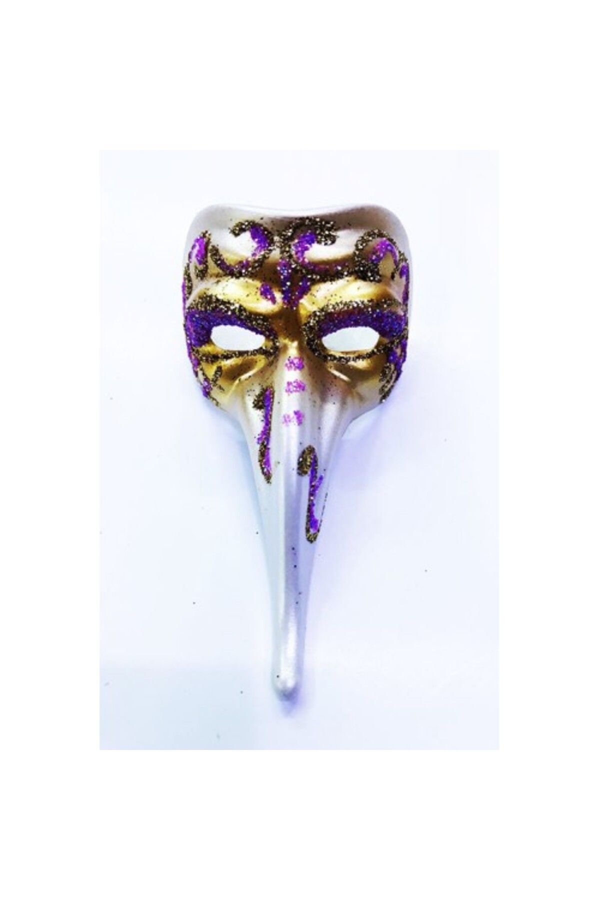 Mu Art Ahşap Fuşya Renk İşlemeli Seramik Malzemeden İmal Venedik Uzun Maske Magnet