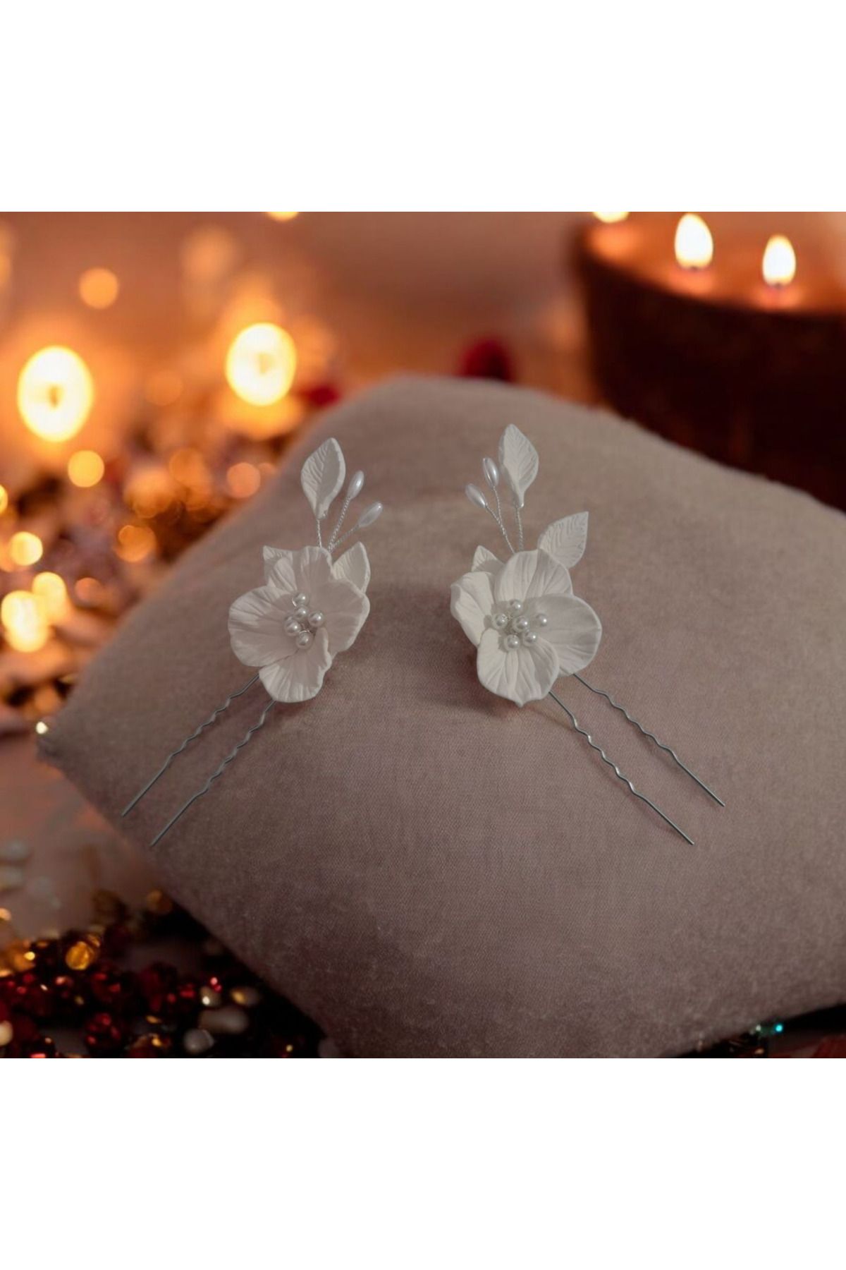 Mirnova-Special Design Porcelain Flower Model Double Bridal Hairpin-Bridal Barrette-Hair Accessory 1