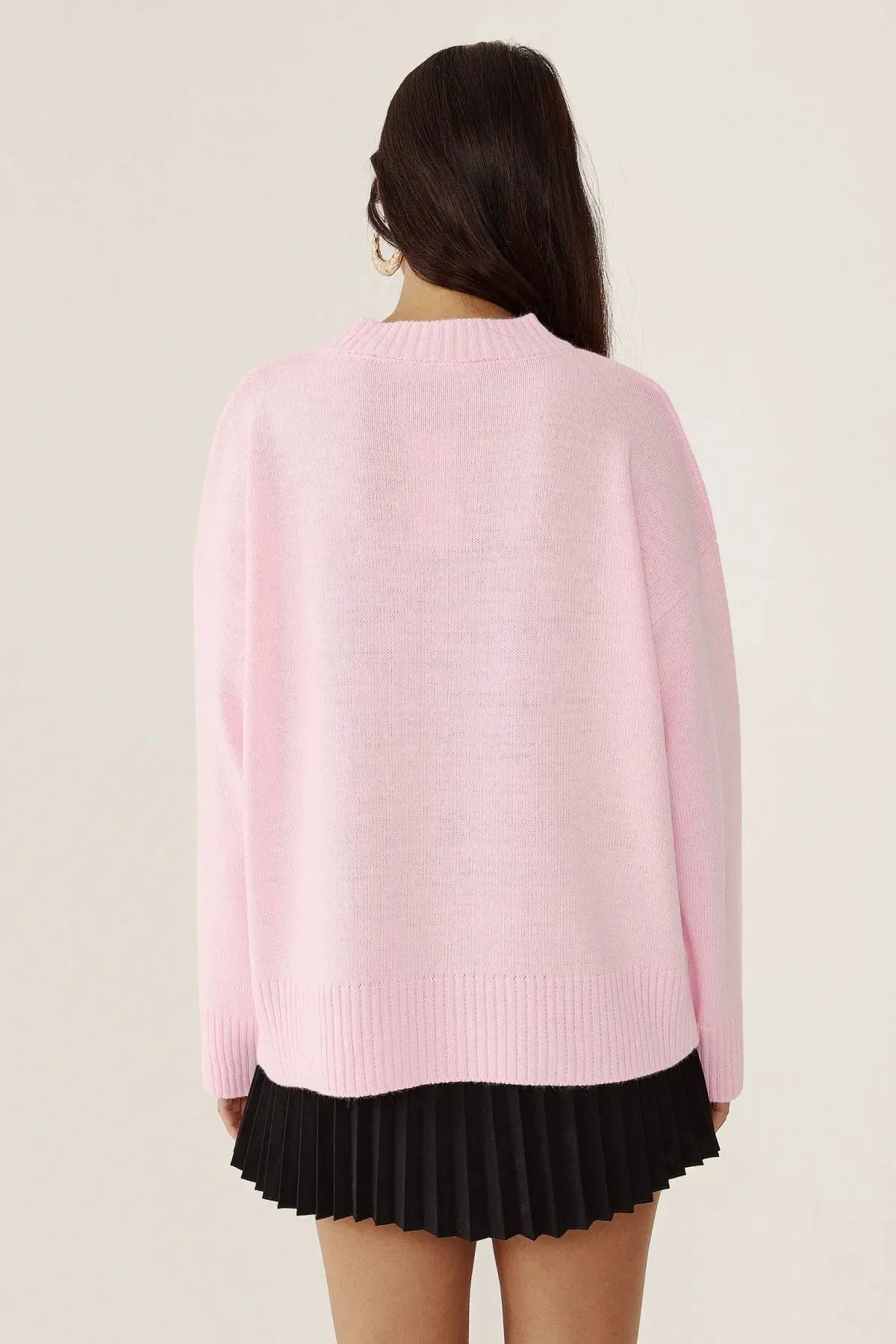 iconPARIS-Pink Crew Neck Oversize Knitwear Women's Sweater 6