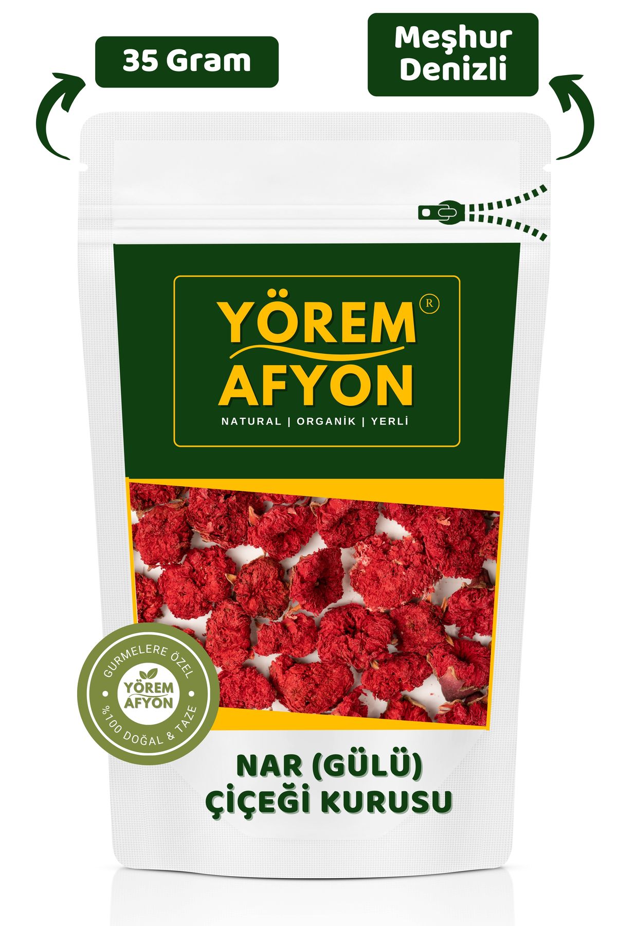 Meşhur Denizli Irlıganlı Yöresinden Tomurcuk Nar Çiçeği Kurusu, Nar Gülü {punica Granatum} | 35gr.