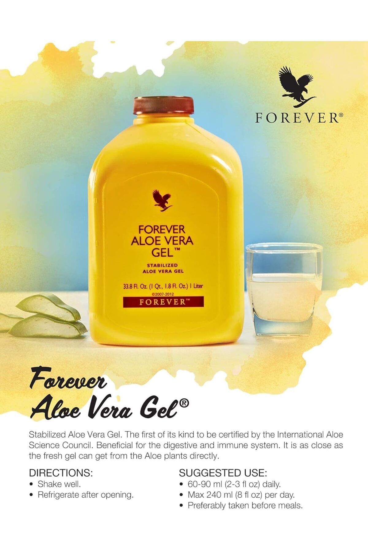 Forever Living Products-Aloe Vera Gel Forever - Forever Living - Pack of 2 (2ltr) - certified by the International Aloe 2
