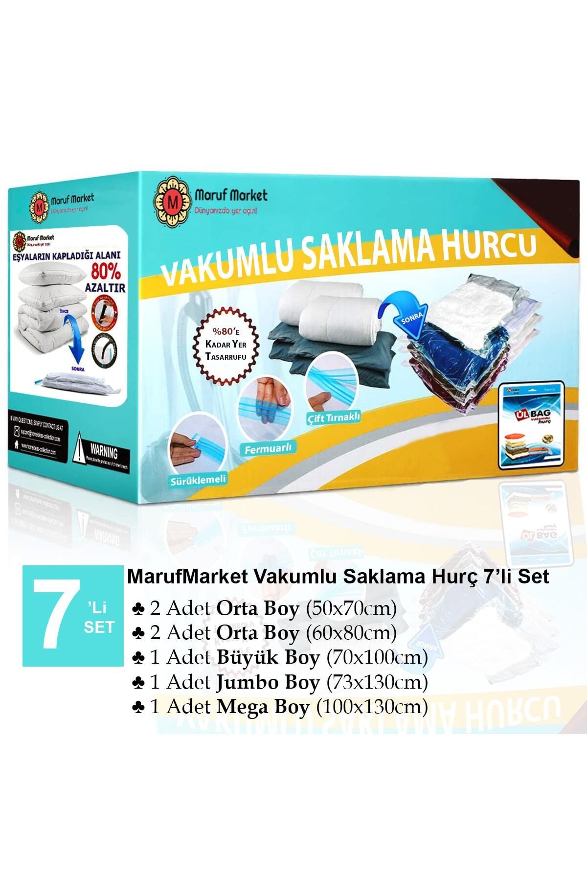 Beyyine Home Set De 3 Saci De Depozitare În Vid De Înaltă Calitate, 7 Piese (suport Pentru Pilota, Pătură Și Haine) - Sac De Depozitare În Vid - One