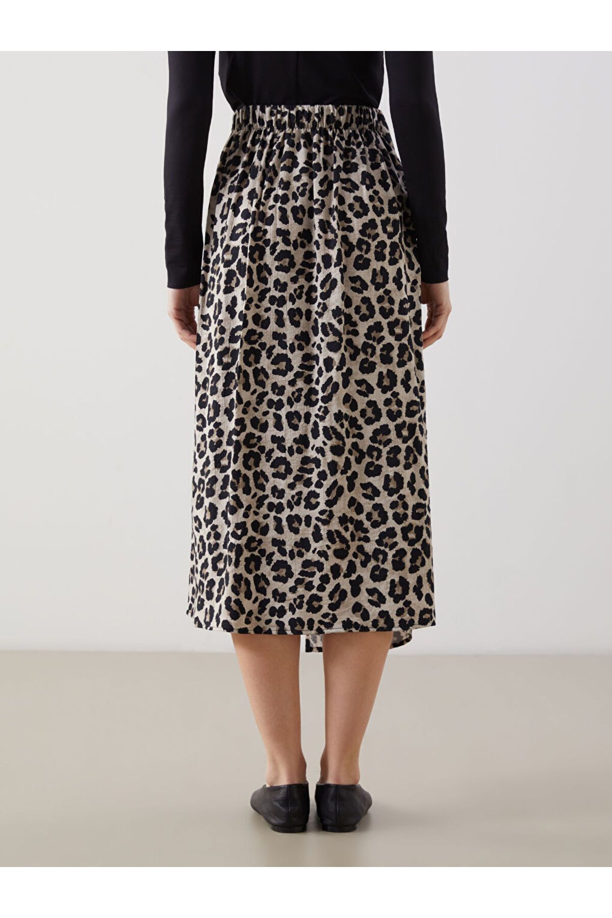 LC Waikiki-Γυναικεία φούστα LCWAIKIKI Classic Elastic Waist Leopard Print 4