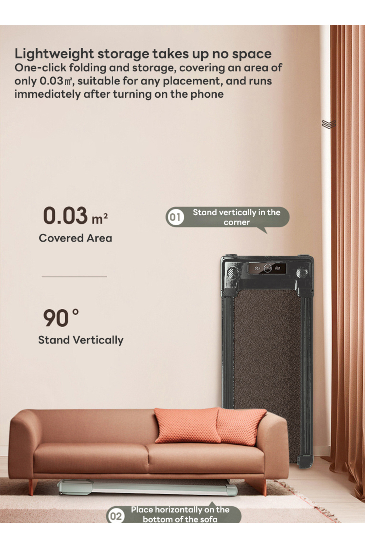 ETG-2.0HP 1-8km/h Small Home Walk-Behind Treadmill with Bluetooth Connection, Foldable, Multi-Functional 3