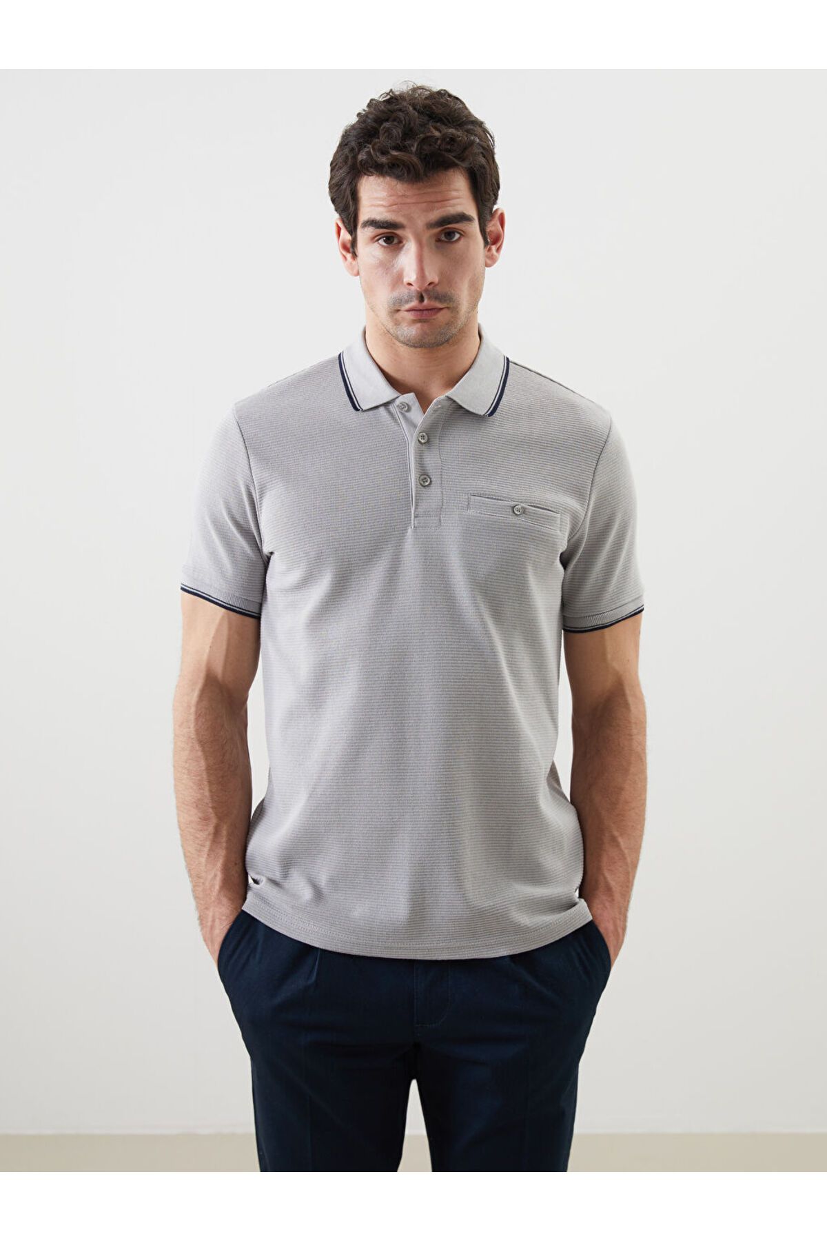 LC Waikiki Yeni Sezon Polo Yaka Kisa Kollu Erkek Dokulu Tisort - S52872Z8