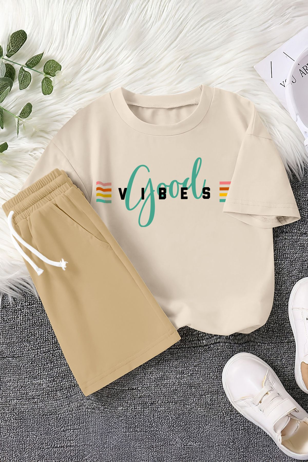 MYADA Set Pentru Copii Din 2 Piese Cu Imprimeu Premium Good Vibes 22435 Unisex - 5–6 years