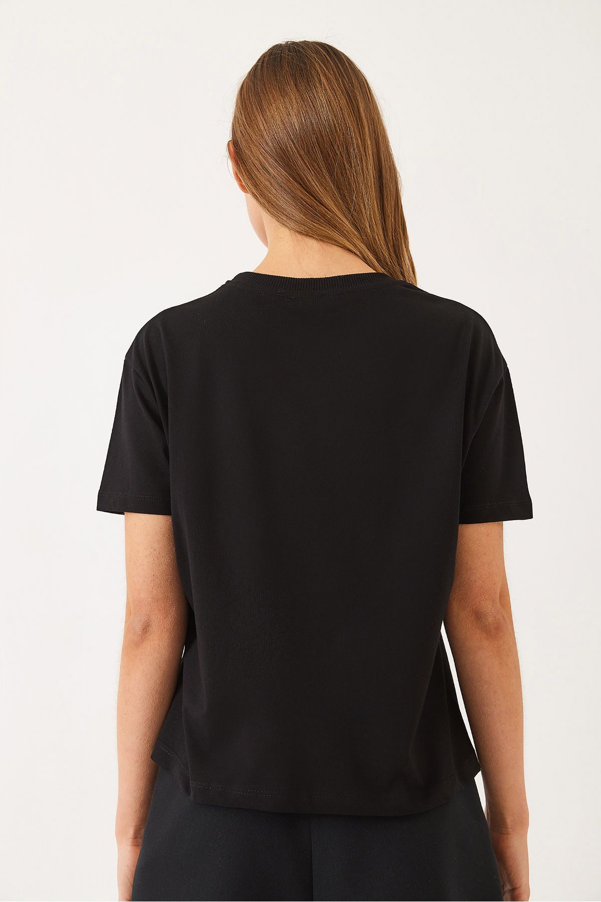 Bianco Lucci-Damen-T-Shirt mit Satinband-Accessoires und Steindetails 60602011 8