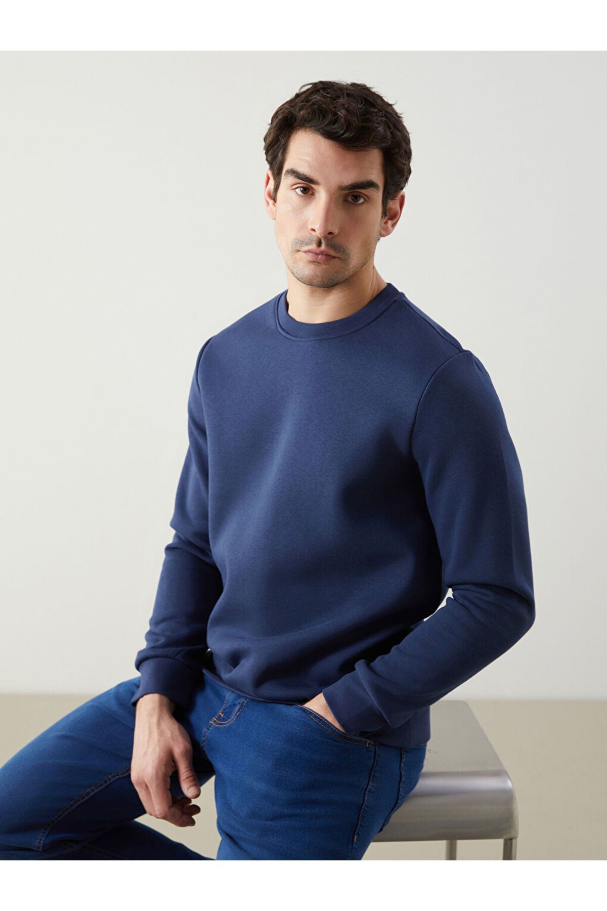 LC Waikiki Bisiklet Yaka Uzun Kollu Baskılı Erkek Sweatshirt