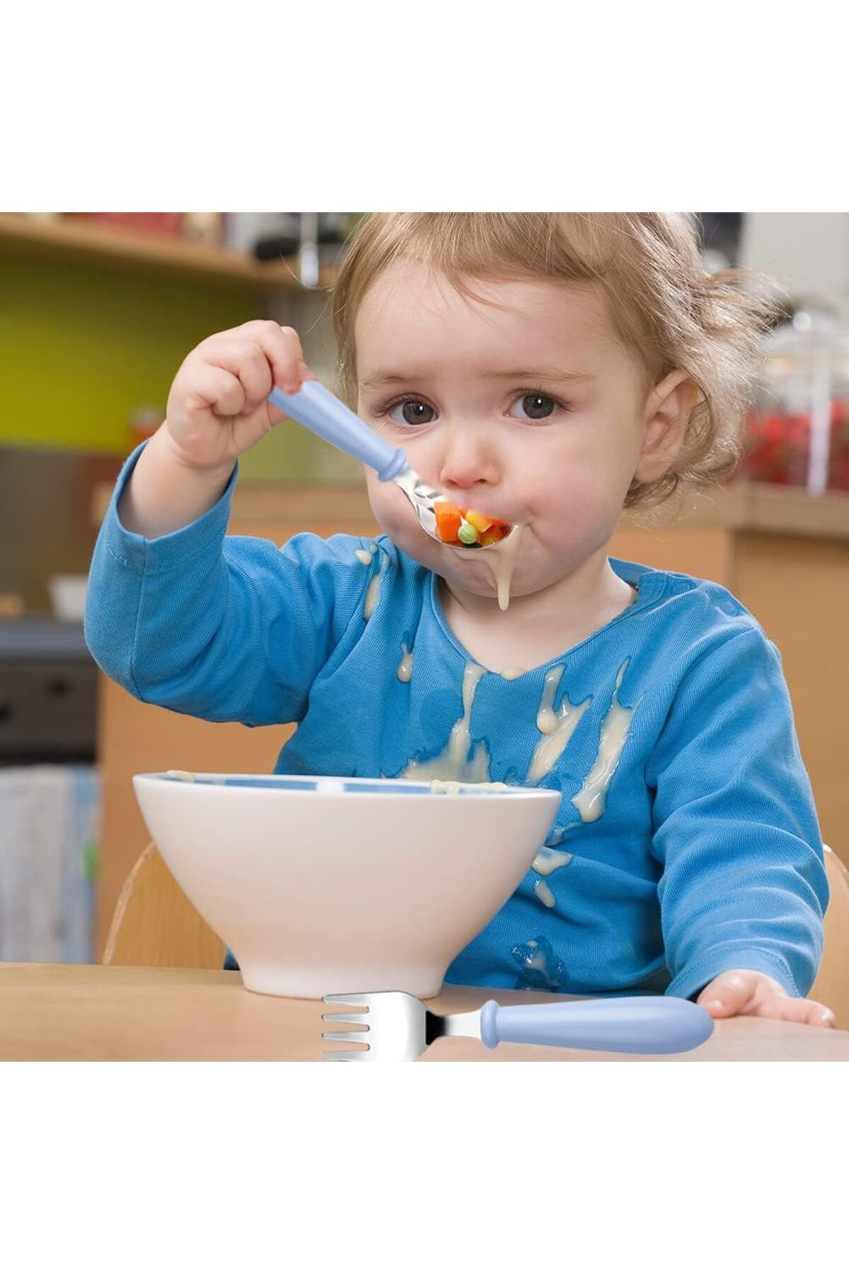 COOYA-6 Piece Toddler Utensils, Safe Metal Flatware, included Forks and Spoons ,  with Round Handle 5