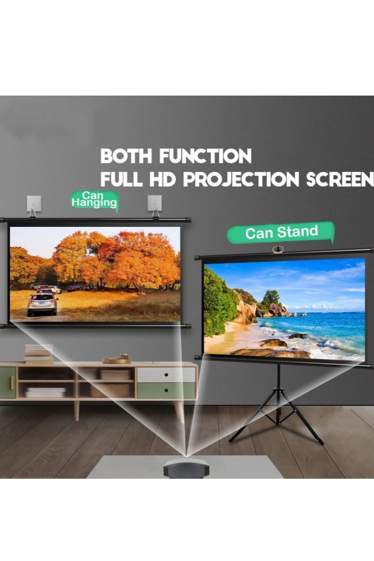 FlashHawk-Portable Foldable Projection Screen 2-in-1 84 inch 16:9 With Tripod Stand and Carrying Bag 3