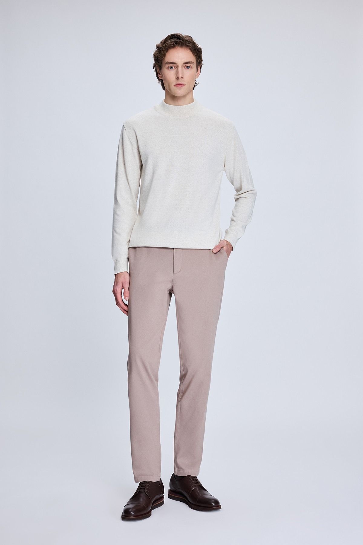 Hatemoğlu-Beige Dynamic Fit Patterned Casual Jogger Trousers with Side Pockets 2