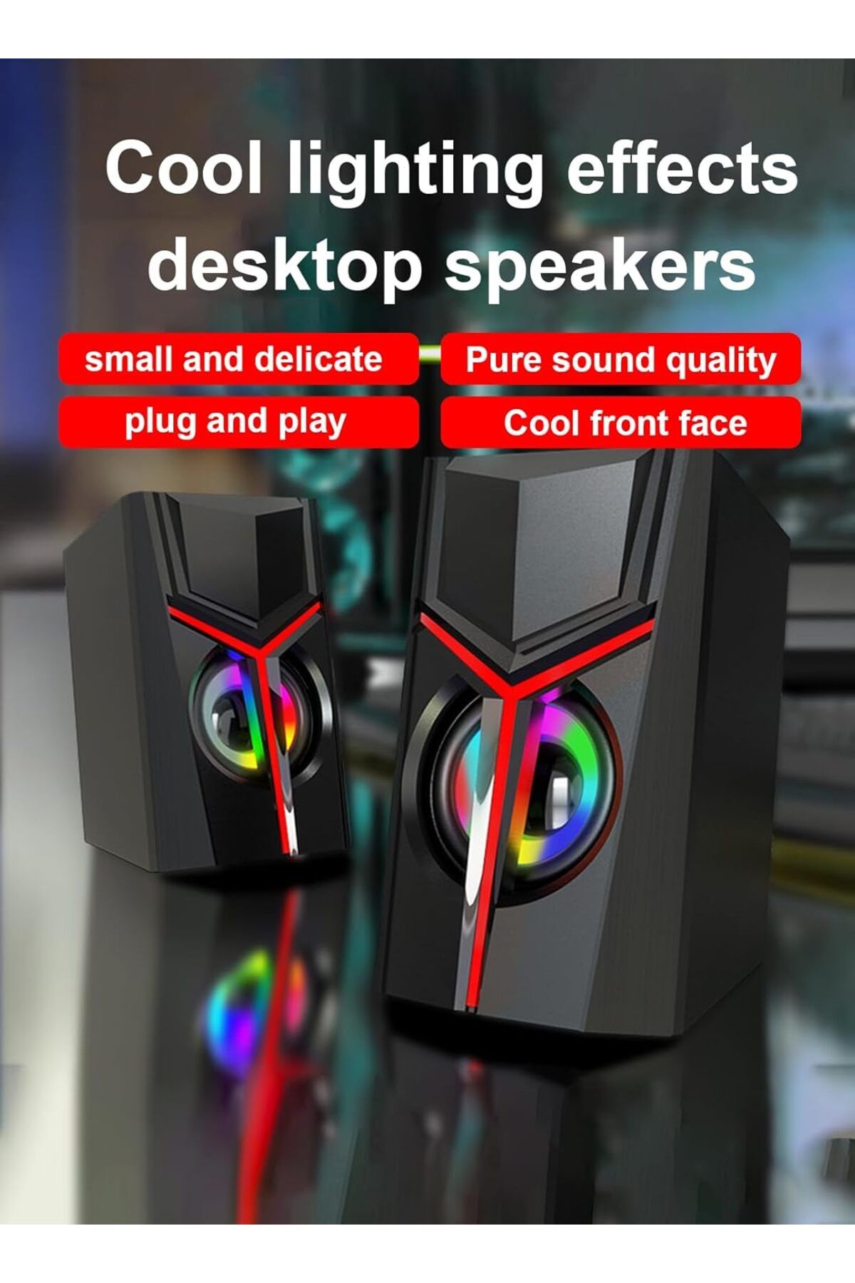 COOYA-Computer Speakers, USB Powered with  LED Light Modes, Enhanced Bass and Easy-Access Volume Control 8