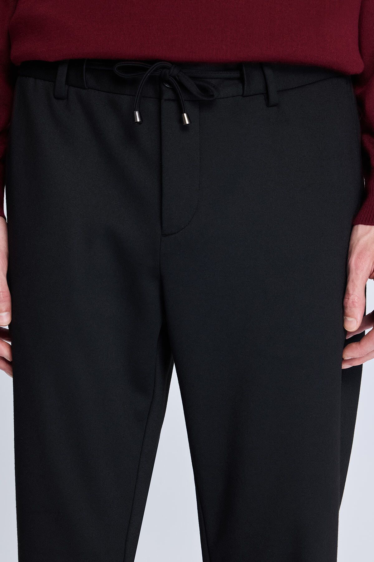 Hatemoğlu-Black Dynamic Fit Patterned Casual Jogger Trousers with Side Pockets 3