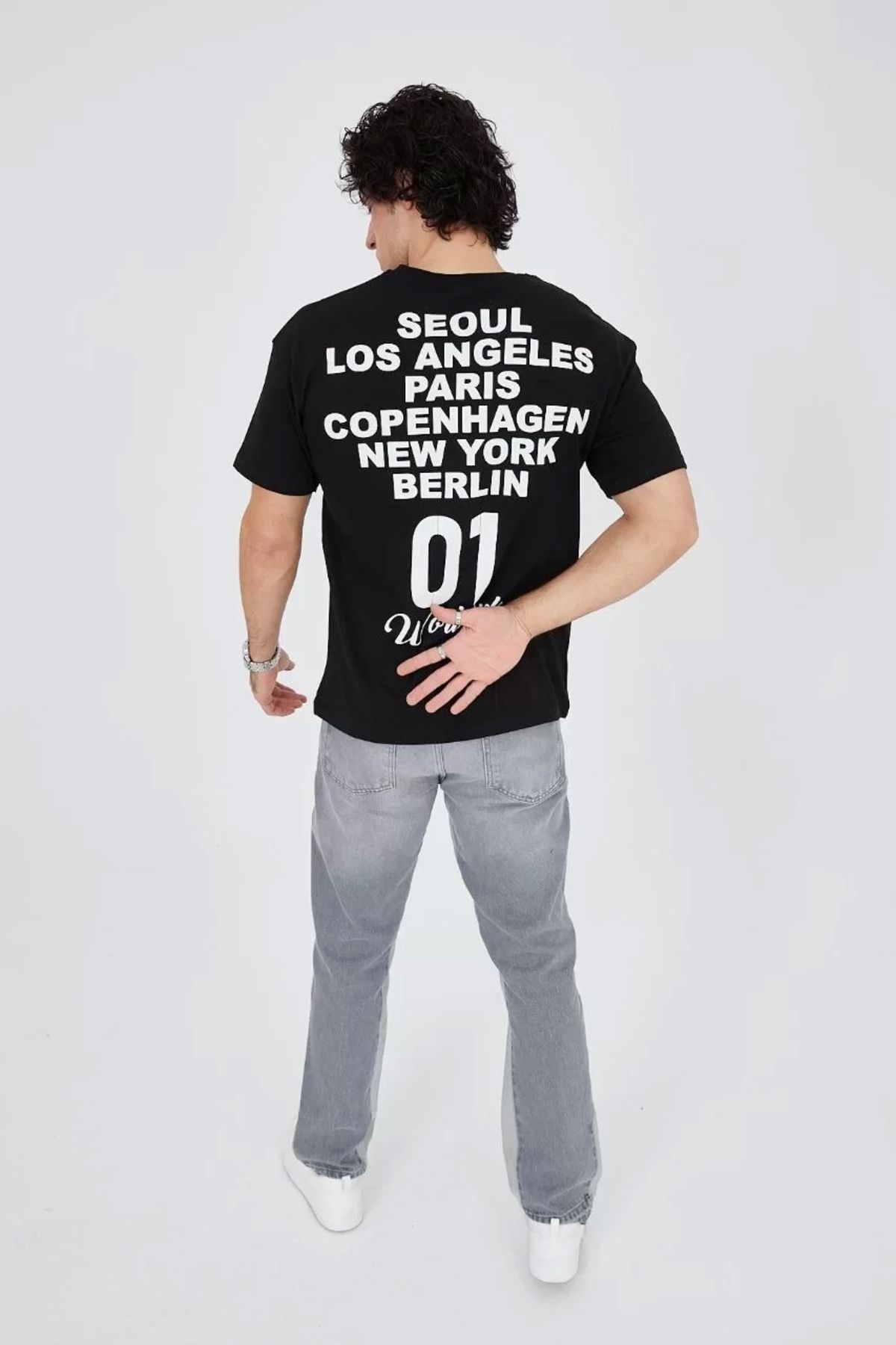 CVS Erkek Bisiklet Yakalı Baskılı T-Shirt - Siyah