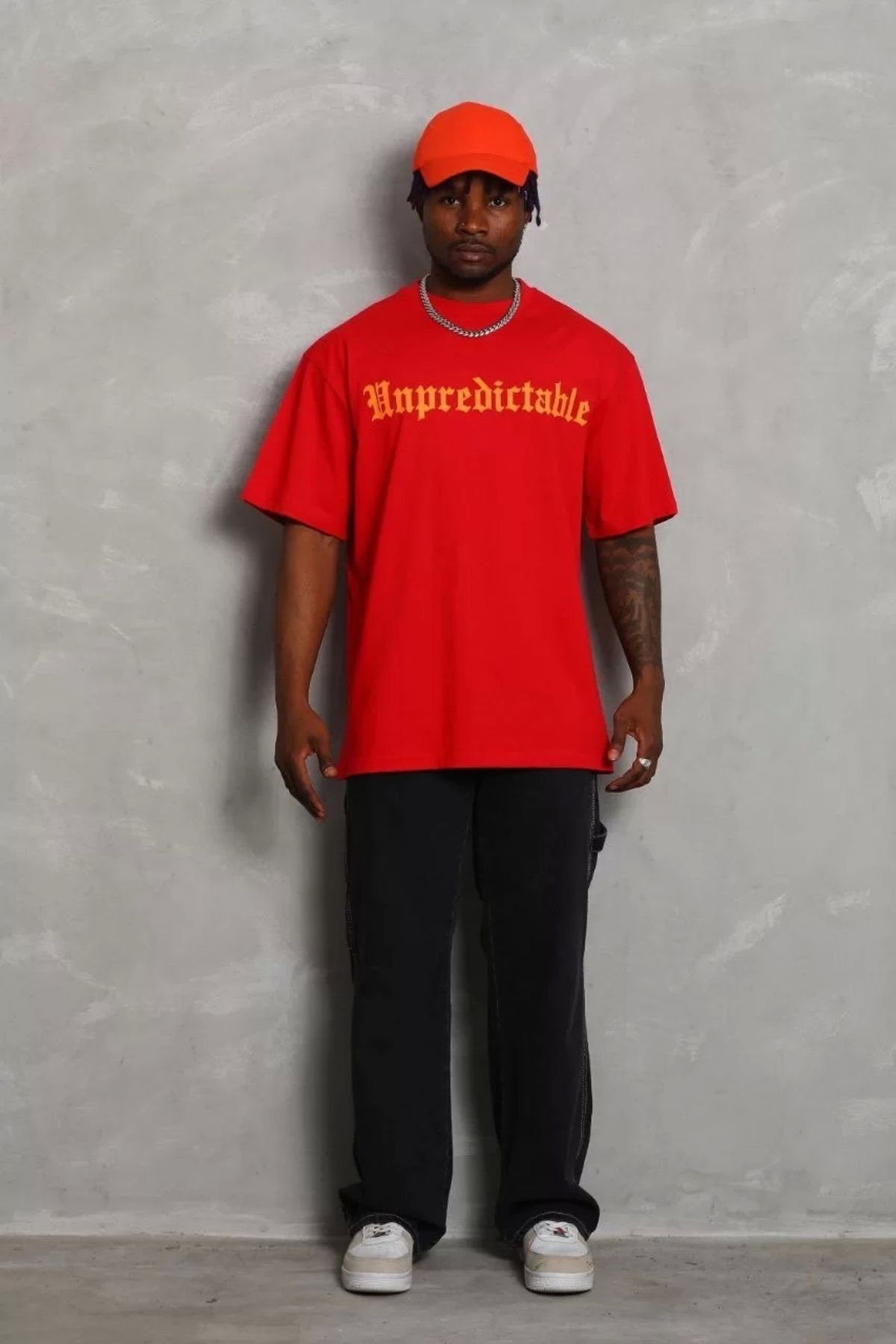 CVS Unisex Oversize Baskılı Bisiklet Yaka T-Shirt - Kırmızı