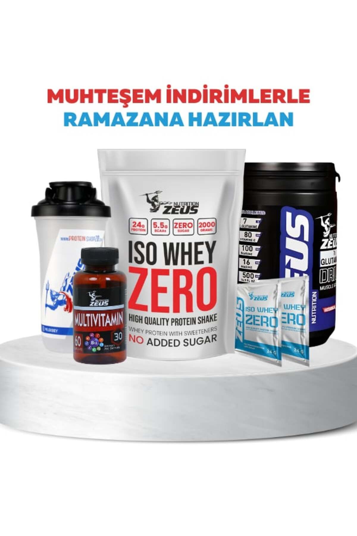 ZEUSNUTRITION Zeus Nutrition Iso whey 2000g-Glutamin500GR-MULTİVİTAMİN60TABLT-2XSASE WHEY-SHAKER