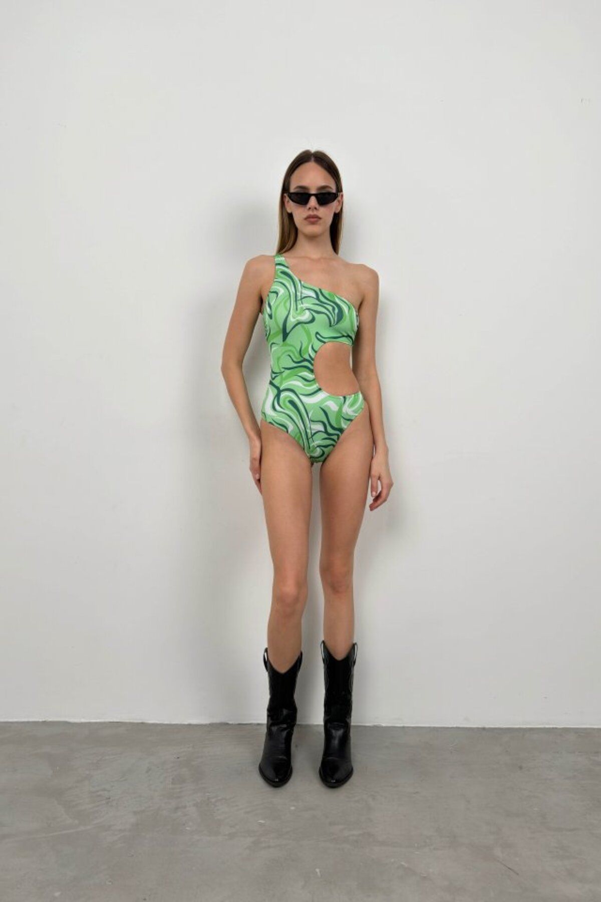 velmorafashion Tek Omuz Desenli Mayokini