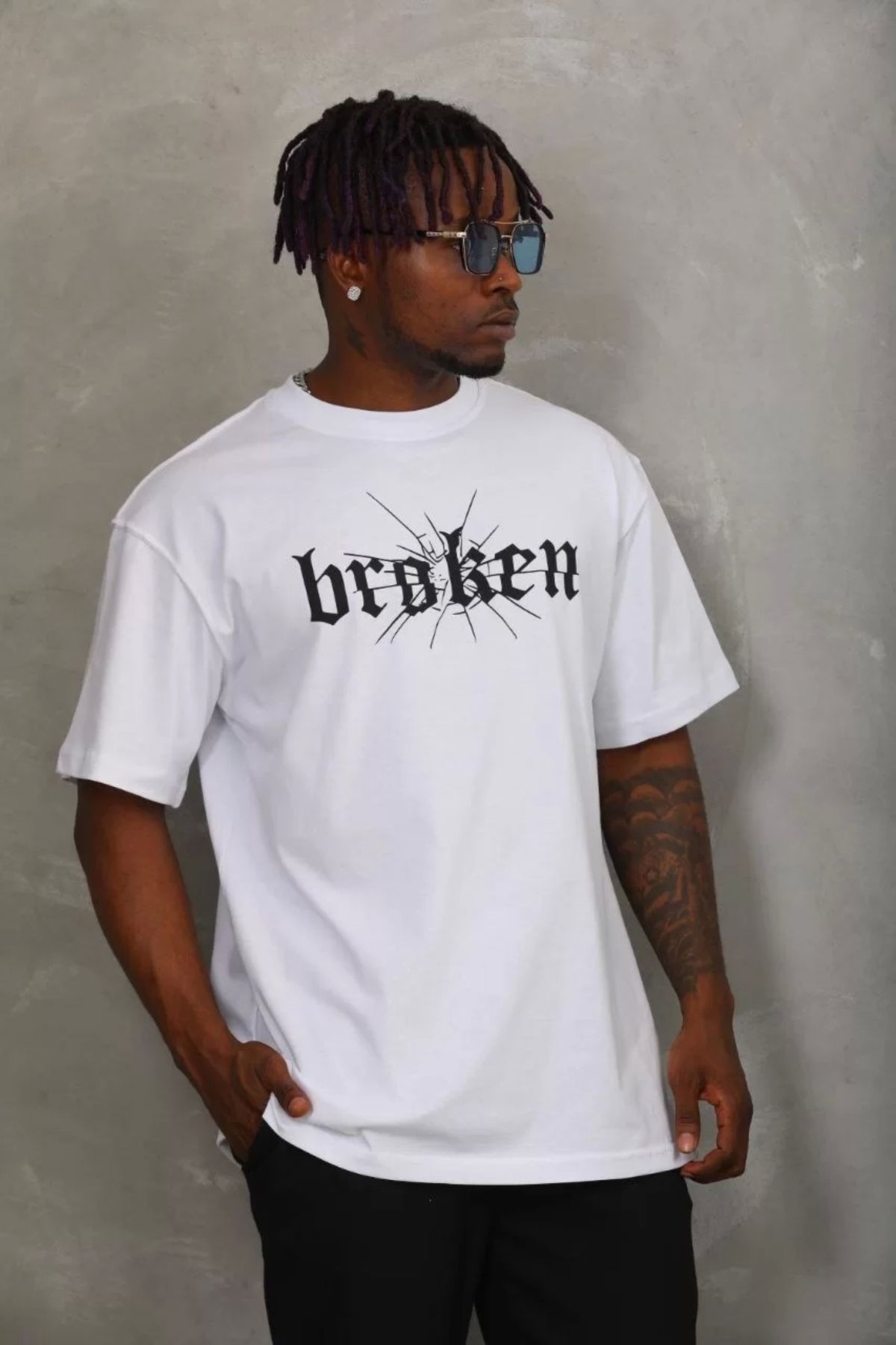CVS Unisex Oversize Baskılı Bisiklet Yaka T-Shirt - Beyaz