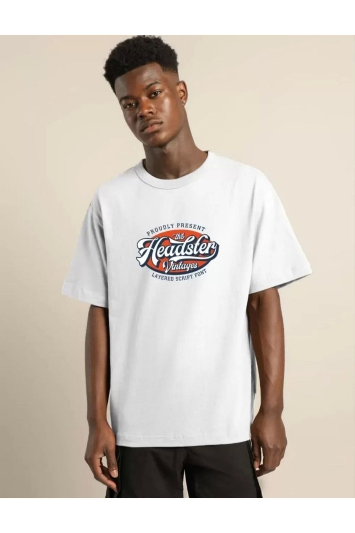 CVS Unisex Baskılı Oversize T-Shirt - Beyaz