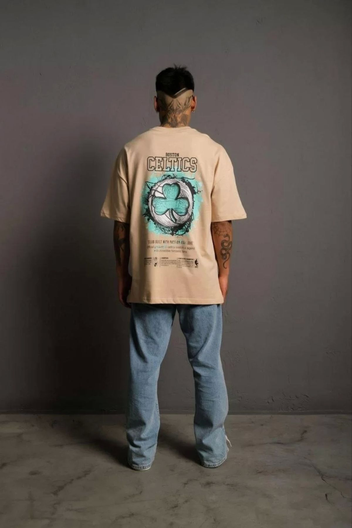 CVS Erkek Sırt Baskılı T-shirt - Bej