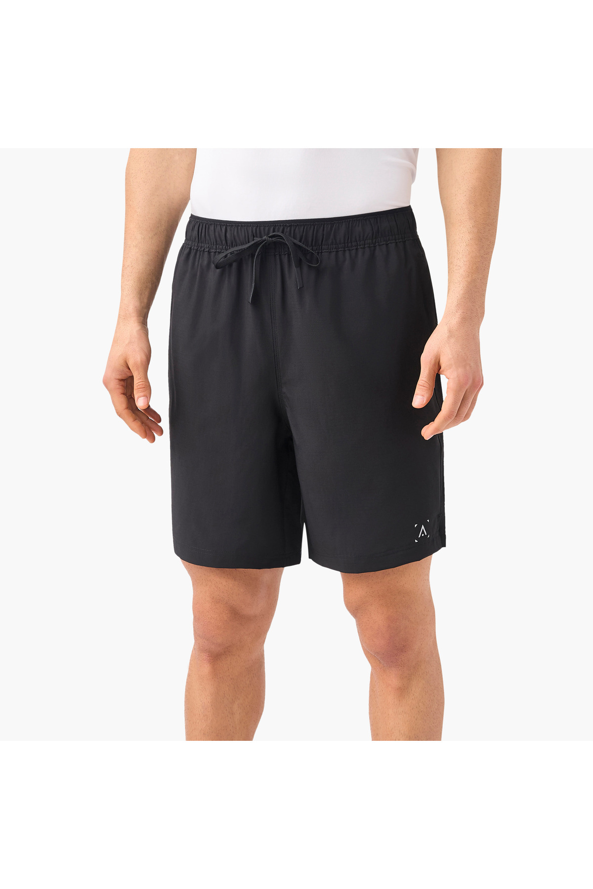 Adot-Solid Shorts with Drawstring Closure and Pockets 1